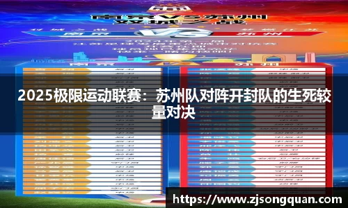 2025极限运动联赛：苏州队对阵开封队的生死较量对决